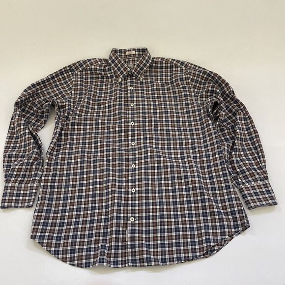 Peter‎ Millar Shirt Mens Large Button Up Performance Long Sleeve Plaid - Picture 1 of 10